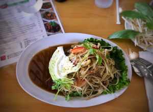 Papaya salad Lao style. Mamas Asian Noodle House, Fresno CA