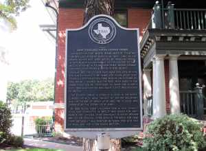 The Texas hisstorical mrker in front of the rectory at St. Patrick Cathedral in Fort Worth, Texas.