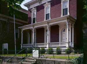 Front of the John Sherman Birthplace, located at 137 E. Main Street in Lancaster, Ohio, United States.  Built in 1811, it has been declared a National Historic Landmark.
